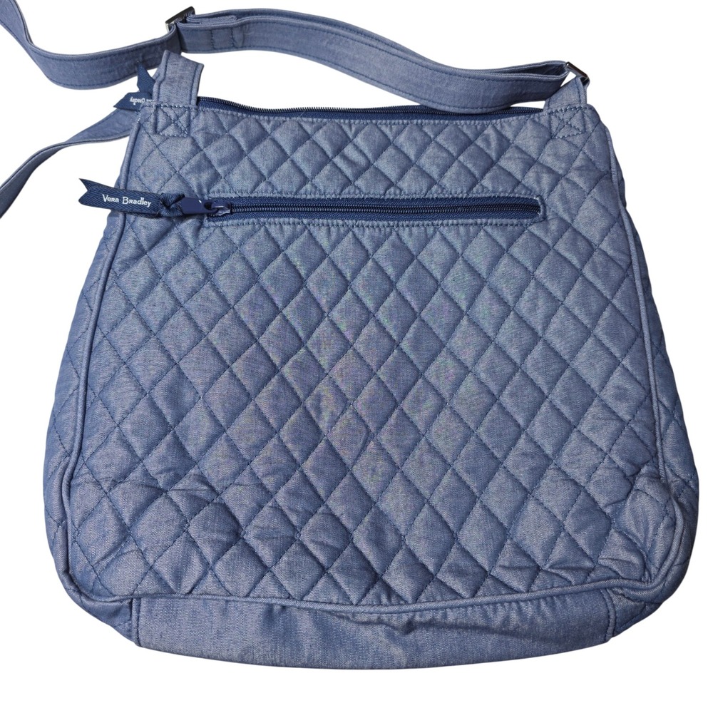 Vera Bradley Quilted Denim Crossbody Bag Blue Floral Lined Adjustable Strap - Picture 2 of 10